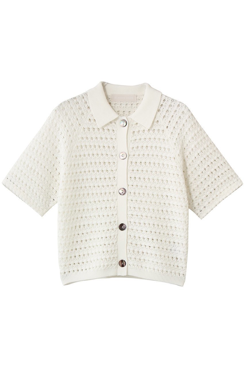 【マリリンムーン/MARILYN MOON】のクロシェポロニットカーディガン 人気、トレンドファッション・服の通販 founy(ファニー) 　ファッション　Fashion　レディースファッション　Fashion for Women　トップス・カットソー　Cut & Sew Tops　ニット　Knit Tops & Sweaters　カーディガン・羽織り　Layered Style Cardigans　おすすめ　Recommended / Our Picks　かぎ針　Crochet　カーディガン　Cardigan, Knitwear　サマー　Summer, Summer Style　デニム　Denim, Jeans Material　ボトム　Bottoms, Lower Wear　モダン　Modern, Contemporary　夏　Summer　新作・新入荷　New Arrivals / New In　透かし　Cut-Out, Lacework　 other-1|ID: prp329100004907692 ipo3291000000036756090