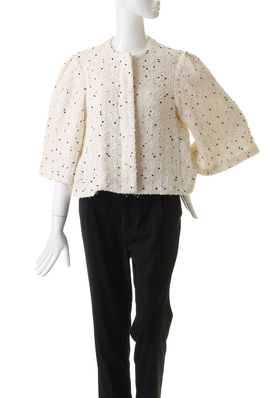 【デパリエ/DEPAREILLE】のツイードチェックフレアスリーブジャケット 人気、トレンドファッション・服の通販 founy(ファニー) 　ファッション　Fashion　レディースファッション　Fashion for Women　アウター　Coat / Outerwear Collection　レディースジャケット・軽アウター　Jackets　ショート　Short, Short Length　ジャケット　Jacket, Outerwear　スリーブ　Sleeve, Long Sleeve / Short Sleeve　チェック　Check, Plaid, Tartan　ツイード　Twill, Twill Weave　バランス　Balance, Style Balance　フロント　Front, Front Design　ボトム　Bottoms, Lower Wear　other-2|ID: prp329100004907935 ipo3291000000036759039