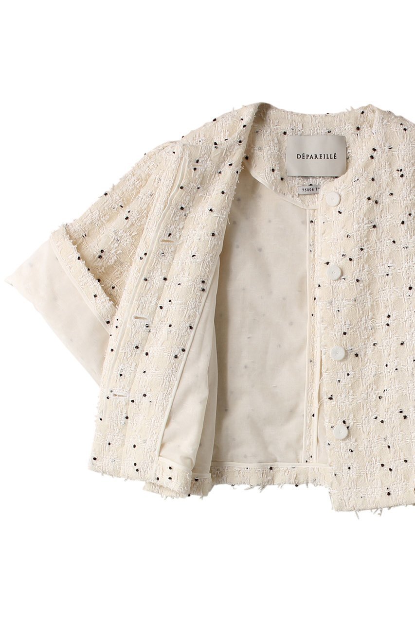 【デパリエ/DEPAREILLE】のツイードチェックフレアスリーブジャケット 人気、トレンドファッション・服の通販 founy(ファニー) 　ファッション　Fashion　レディースファッション　Fashion for Women　アウター　Coat / Outerwear Collection　レディースジャケット・軽アウター　Jackets　ショート　Short, Short Length　ジャケット　Jacket, Outerwear　スリーブ　Sleeve, Long Sleeve / Short Sleeve　チェック　Check, Plaid, Tartan　ツイード　Twill, Twill Weave　バランス　Balance, Style Balance　フロント　Front, Front Design　ボトム　Bottoms, Lower Wear　other-6|ID: prp329100004907935 ipo3291000000036759043