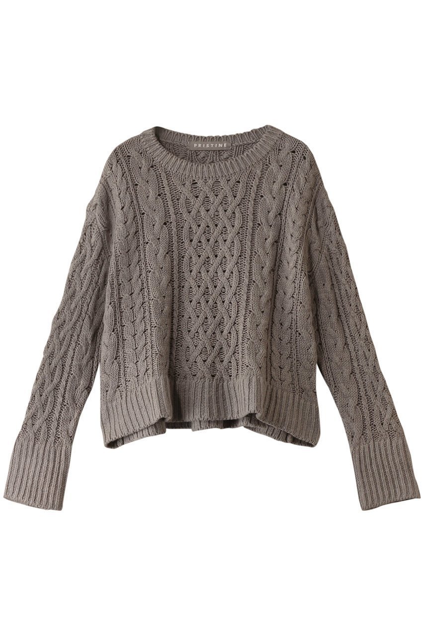 【プリスティン/PRISTINE】のウール混ケーブルプルオーバー インテリア・キッズ・メンズ・レディースファッション・服の通販 founy(ファニー) 　ファッション　Fashion　レディースファッション　Fashion for Women　トップス・カットソー　Cut & Sew Tops　ニット　Knit Tops & Sweaters　カジュアルプルオーバー・ニットトップス　Pullovers & Knit Tops / Casual Pullovers　フェミニン　Feminine, Girly　フレア　Flare, Flared　グレー|ID: prp329100004907966 ipo3291000000036759688