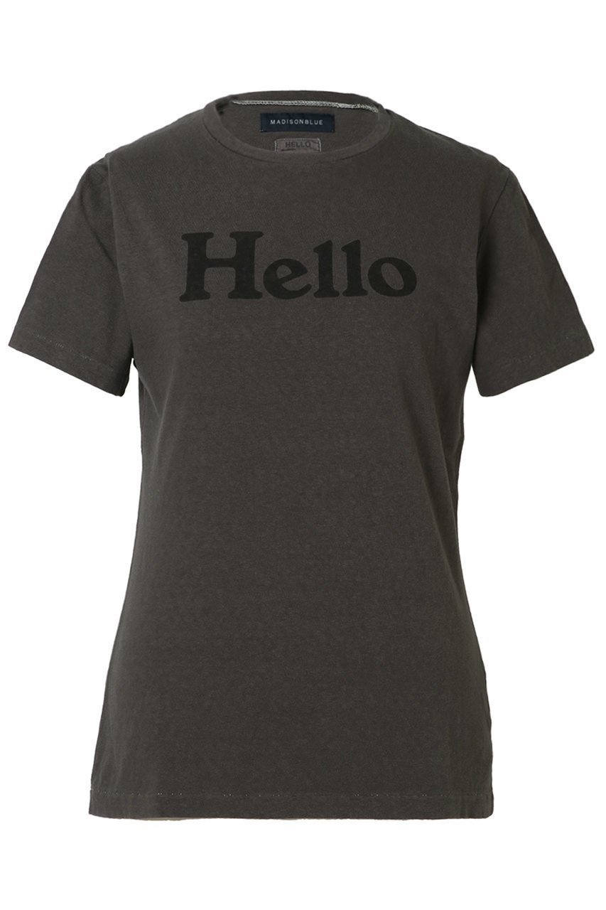 【マディソンブルー/MADISONBLUE】のHELLO TEE/HELLO Tシャツ インテリア・キッズ・メンズ・レディースファッション・服の通販 founy(ファニー) 　ファッション　Fashion　レディースファッション　Fashion for Women　トップス・カットソー　Cut & Sew Tops　シャツ・ブラウス・オフィスカジュアル　Elegant Blouses & Button-Ups　ロングTシャツ・Tシャツ　Longline T-Shirts & Tees　カットソー・ベーシックTシャツ　Cut-and-Sewn Tops / Stretch Tees & Basics　インナー　Innerwear　ショート　Short, Short Length　ジャケット　Jacket, Outerwear　スリーブ　Sleeve, Long Sleeve / Short Sleeve　プリント　Print, Printed Pattern　夏　Summer　春　Spring　S/S・春夏　SS, Spring/Summer, Warm Season　グレー|ID: prp329100004908191 ipo3291000000036763153