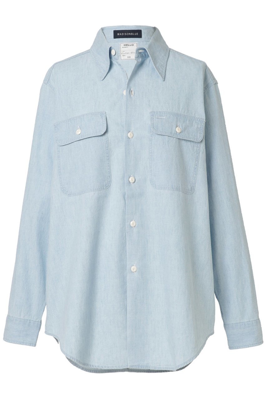 【マディソンブルー/MADISONBLUE】のHAMPTON SHIRT CHAMBRAY(VW) ハンプトン シャンブレーシャツ 人気、トレンドファッション・服の通販 founy(ファニー) 　ファッション　Fashion　レディースファッション　Fashion for Women　トップス・カットソー　Cut & Sew Tops　シャツ・ブラウス・オフィスカジュアル　Elegant Blouses & Button-Ups　シャンブレー　Chambray, Denim-Like Fabric　スリーブ　Sleeve, Long Sleeve / Short Sleeve　パッチ　Patch, Appliqué　フラップ　Flap, Flap Pocket　ポケット　Pocket, Pocket Detail　ロング　Long, Long-Length　ワーク　Workwear, Utility Style　 other-1|ID: prp329100004908192 ipo3291000000036763165