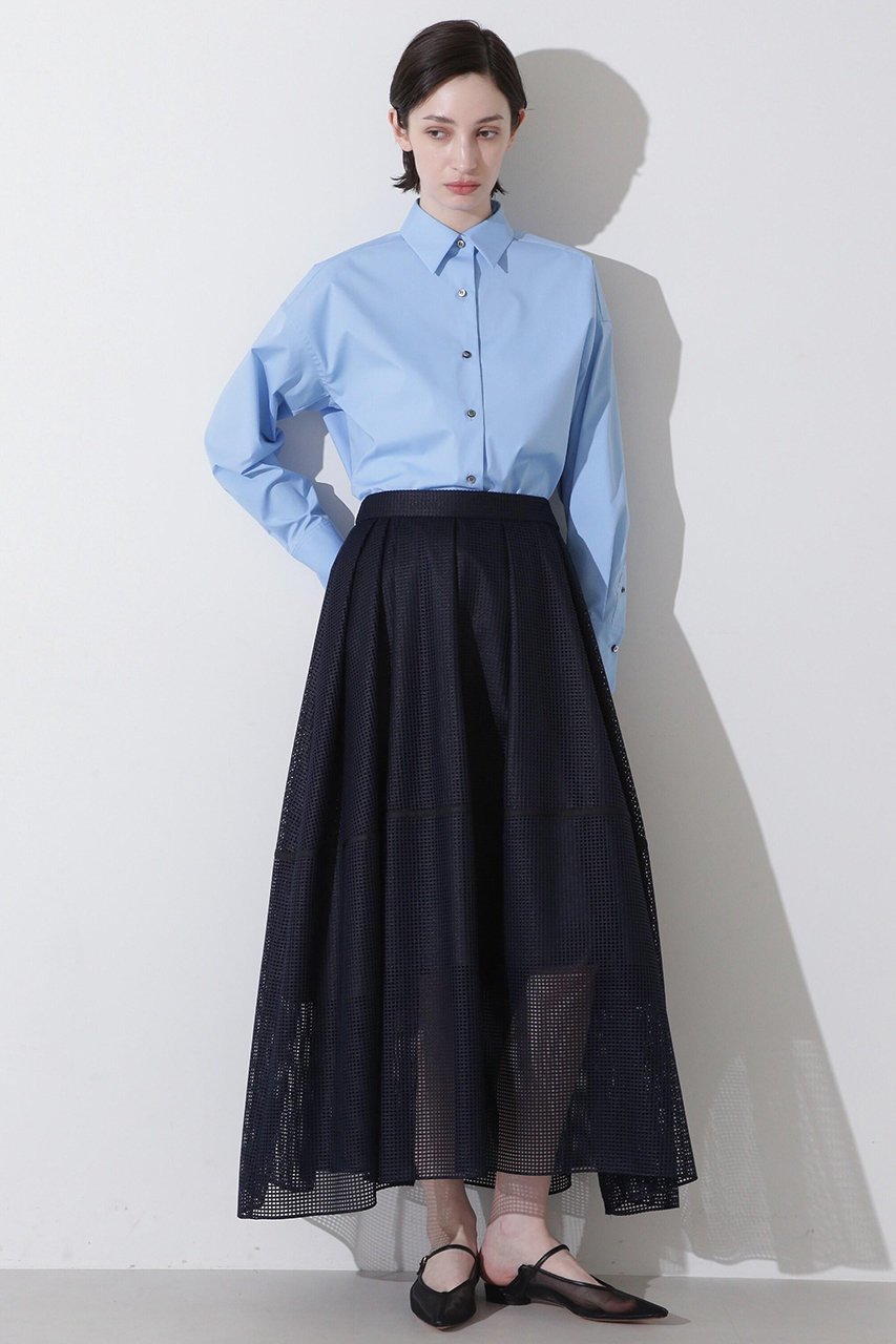 【ヒューエルミュージアム/hueLe Museum】の【hLM】メッシュタックスカート インテリア・キッズ・メンズ・レディースファッション・服の通販 founy(ファニー) 　ファッション　Fashion　レディースファッション　Fashion for Women　スカート　Skirts　ロングスカート　Long Skirts / Maxi & Midi Skirts　シンプル　Simple, Minimal　スポーティ　Sporty, Casual Athletic　メッシュ　Mesh, Net Fabric　ロング　Long, Long-Length　ネイビー|ID: prp329100004908283 ipo3291000000036764374