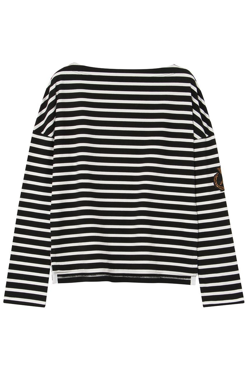 【マディソンブルー/MADISONBLUE】のBOAT NECK L/S TEE BORDER ボーダーボートネックL/S Tシャツ インテリア・キッズ・メンズ・レディースファッション・服の通販 founy(ファニー) 　ファッション　Fashion　レディースファッション　Fashion for Women　トップス・カットソー　Cut & Sew Tops　シャツ・ブラウス・オフィスカジュアル　Elegant Blouses & Button-Ups　ロングTシャツ・Tシャツ　Longline T-Shirts & Tees　カットソー・ベーシックTシャツ　Cut-and-Sewn Tops / Stretch Tees & Basics　コンパクト　Compact, Small Size　スリーブ　Sleeve, Long Sleeve / Short Sleeve　ボーダー　Border, Stripe　ロング　Long, Long-Length　ブラック|ID: prp329100004908294 ipo3291000000036764455