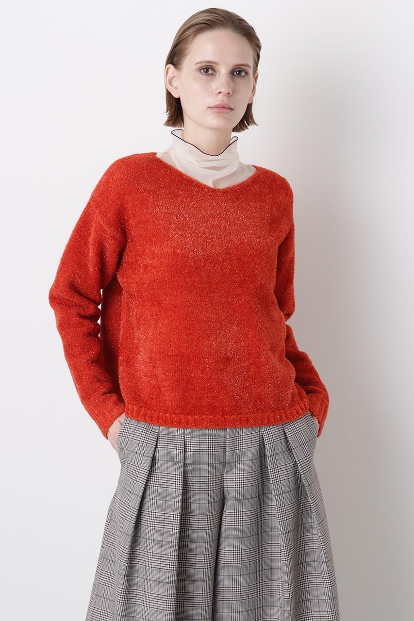 【ヒューエルミュージアム/hueLe Museum】の【STUMBLY】Glitter Yarn Pullover インテリア・キッズ・メンズ・レディースファッション・服の通販 founy(ファニー) 　ファッション　Fashion　レディースファッション　Fashion for Women　トップス・カットソー　Cut & Sew Tops　ニット　Knit Tops & Sweaters　カジュアルプルオーバー・ニットトップス　Pullovers & Knit Tops / Casual Pullovers　おすすめ　Recommended / Our Picks　インナー　Innerwear　クラシック　Classic, Timeless Style　バランス　Balance, Style Balance　ボトム　Bottoms, Lower Wear　オレンジ|ID: prp329100004908309 ipo3291000000036764640
