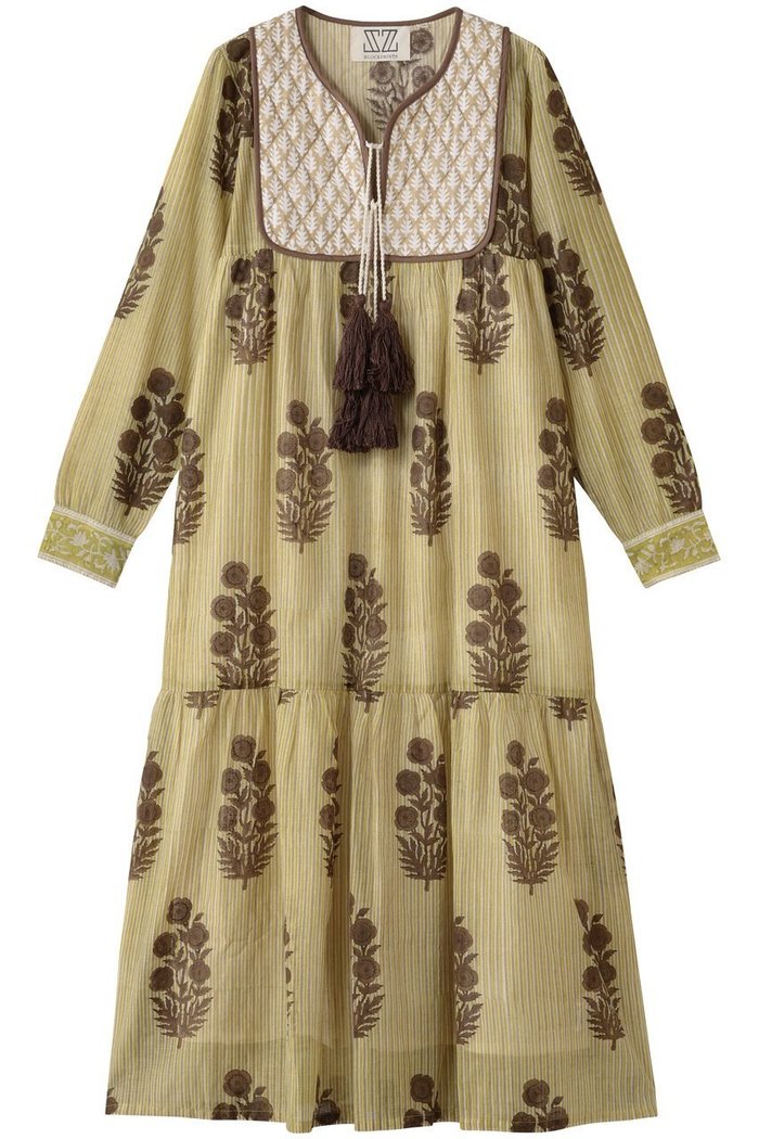 【エスゼット ブロックプリント/SZ Blockprints】のJODHPUR DRESS POPPY ON THIN STRIPE シルクロングドレス インテリア・キッズ・メンズ・レディースファッション・服の通販 founy(ファニー) https://founy.com/ ファッション Fashion レディースファッション Fashion for Women ワンピース Dresses フォーマル・パーティードレス・結婚式用ドレス Elegant & Casual Dresses チュニック Tunic Tops & Dresses シルク Silk, 100% Silk ストライプ Stripe, Striped Pattern タッセル Tassel, Fringe チュニック Tunic, Long Top ドレス Dress, One-Piece リゾート Resort, Vacation Style ロング Long, Long-Length |ID: prp329100004908325 ipo3291000000036764903