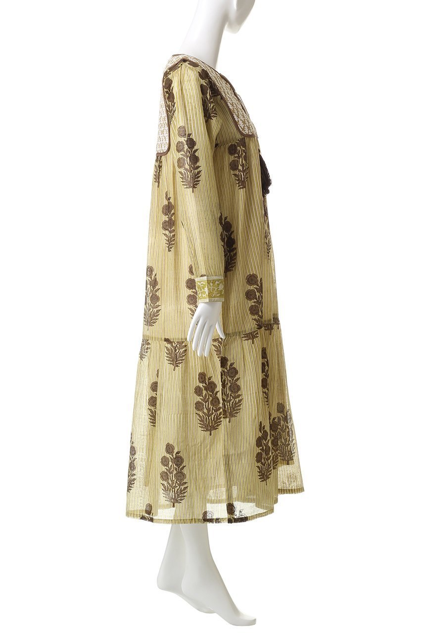 【エスゼット ブロックプリント/SZ Blockprints】のJODHPUR DRESS POPPY ON THIN STRIPE シルクロングドレス 人気、トレンドファッション・服の通販 founy(ファニー) 　ファッション　Fashion　レディースファッション　Fashion for Women　ワンピース　Dresses　フォーマル・パーティードレス・結婚式用ドレス　Elegant & Casual Dresses　チュニック　Tunic Tops & Dresses　シルク　Silk, 100% Silk　ストライプ　Stripe, Striped Pattern　タッセル　Tassel, Fringe　チュニック　Tunic, Long Top　ドレス　Dress, One-Piece　リゾート　Resort, Vacation Style　ロング　Long, Long-Length　other-3|ID: prp329100004908325 ipo3291000000036764909