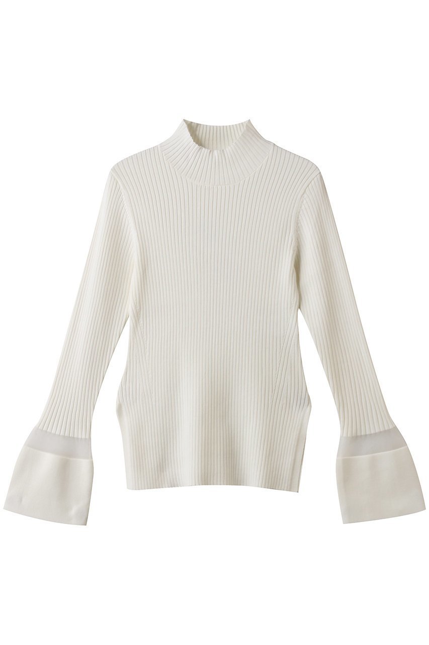 【ランバン オン ブルー/LANVIN en Bleu】のシアーポイントカフスリブニット インテリア・キッズ・メンズ・レディースファッション・服の通販 founy(ファニー) ファッション Fashion レディースファッション Fashion for Women トップス・カットソー Cut & Sew Tops ニット Knit Tops & Sweaters カジュアルプルオーバー・ニットトップス Pullovers & Knit Tops / Casual Pullovers インナー Innerwear カフス Cuff Design シアー Sheer, See-Through シンプル Simple, Minimal スリット Slit, Slit Detail フレア Flare, Flared リブニット Rib Knit, Ribbed Knit エレガント 上品 Elegant オフ|ID: prp329100004908463 ipo3291000000036765551