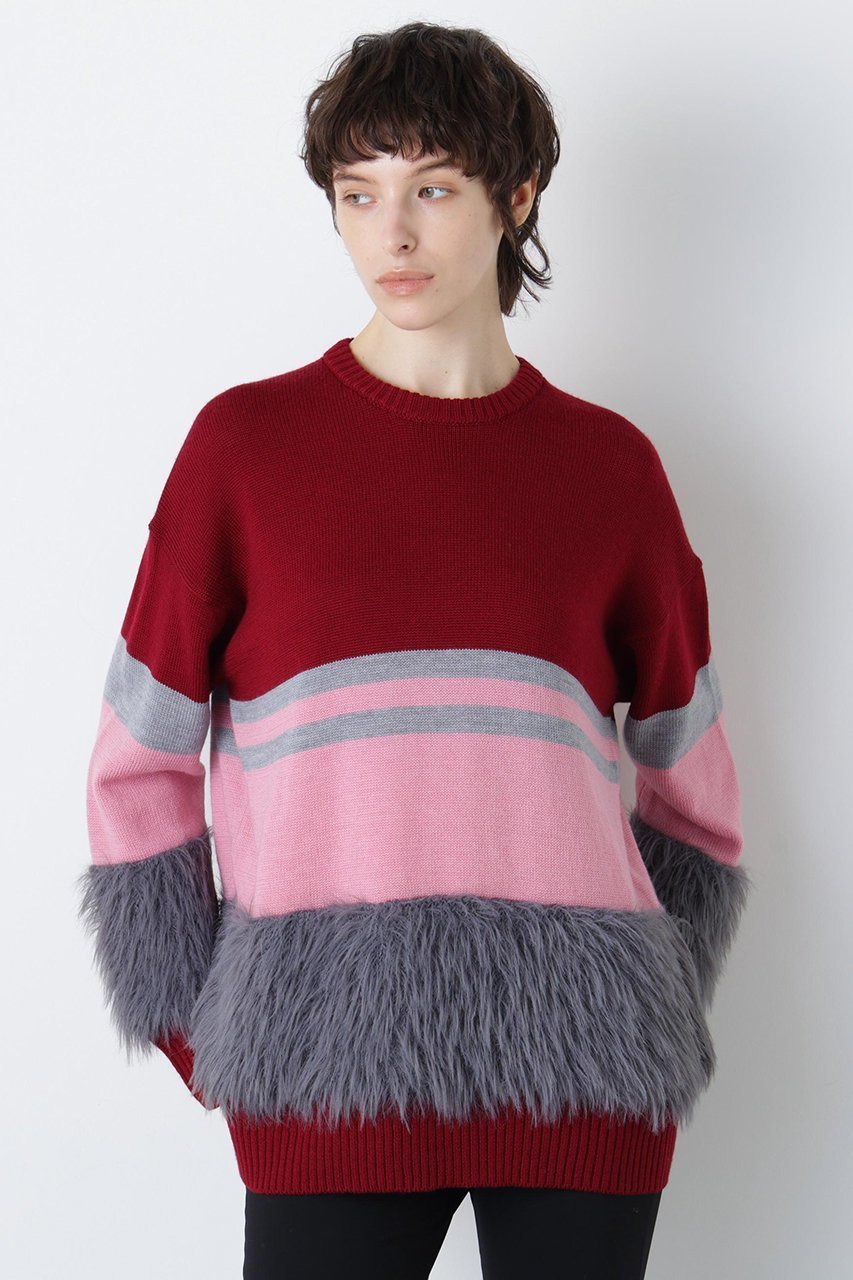 【ヒューエルミュージアム/hueLe Museum】の【STUMBLY】Fluffy Yarn Combi Pullover インテリア・キッズ・メンズ・レディースファッション・服の通販 founy(ファニー) 　ファッション　Fashion　レディースファッション　Fashion for Women　トップス・カットソー　Cut & Sew Tops　ニット　Knit Tops & Sweaters　カジュアルプルオーバー・ニットトップス　Pullovers & Knit Tops / Casual Pullovers　ビッグ　Big, Oversized　フレア　Flare, Flared　ワイン|ID: prp329100004908486 ipo3291000000036765840