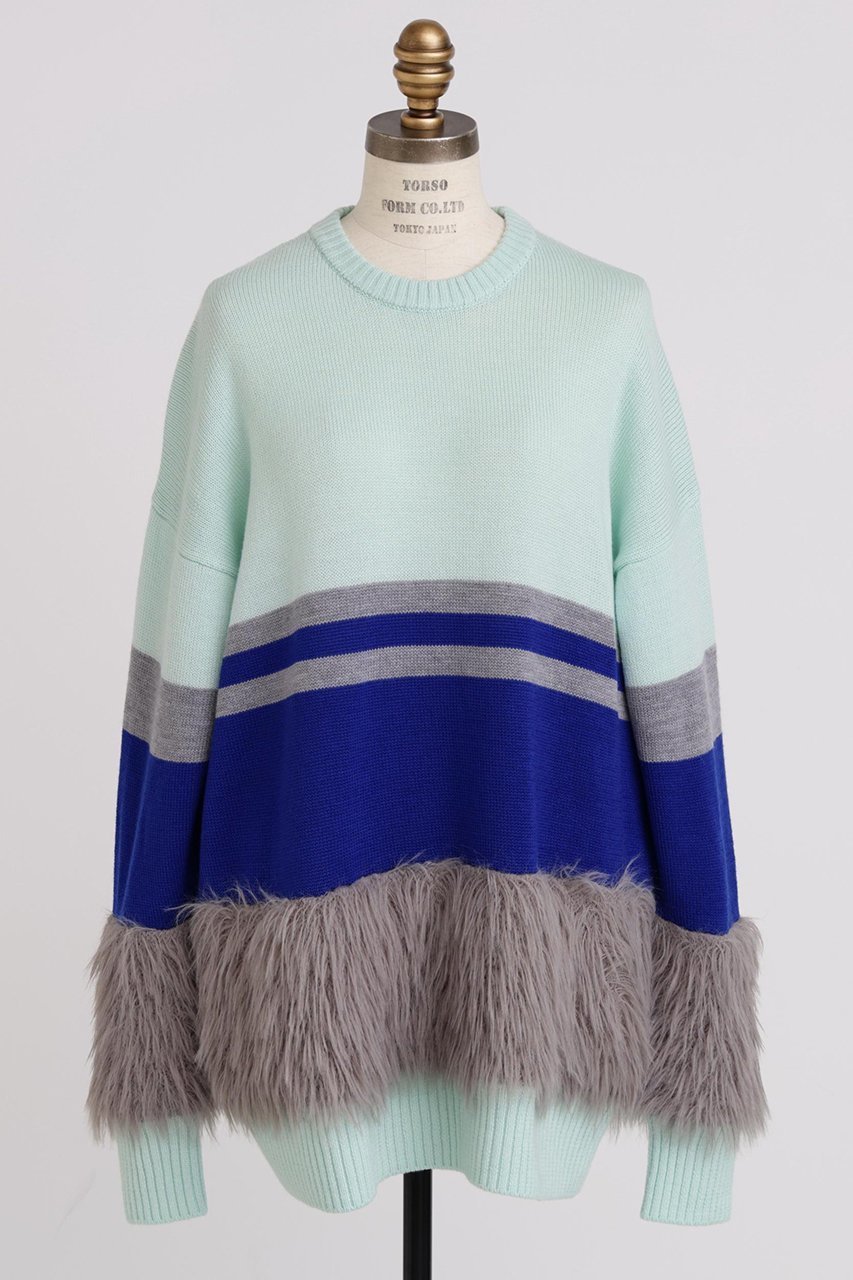 【ヒューエルミュージアム/hueLe Museum】の【STUMBLY】Fluffy Yarn Combi Pullover 人気、トレンドファッション・服の通販 founy(ファニー) 　ファッション　Fashion　レディースファッション　Fashion for Women　トップス・カットソー　Cut & Sew Tops　ニット　Knit Tops & Sweaters　カジュアルプルオーバー・ニットトップス　Pullovers & Knit Tops / Casual Pullovers　ビッグ　Big, Oversized　フレア　Flare, Flared　other-2|ID: prp329100004908486 ipo3291000000036765845