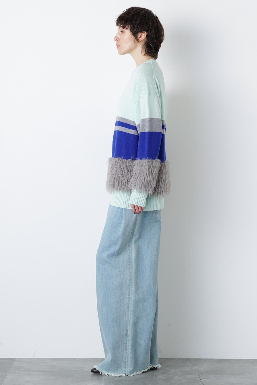 【ヒューエルミュージアム/hueLe Museum】の【STUMBLY】Fluffy Yarn Combi Pullover 人気、トレンドファッション・服の通販 founy(ファニー) 　ファッション　Fashion　レディースファッション　Fashion for Women　トップス・カットソー　Cut & Sew Tops　ニット　Knit Tops & Sweaters　カジュアルプルオーバー・ニットトップス　Pullovers & Knit Tops / Casual Pullovers　ビッグ　Big, Oversized　フレア　Flare, Flared　other-4|ID: prp329100004908486 ipo3291000000036765851