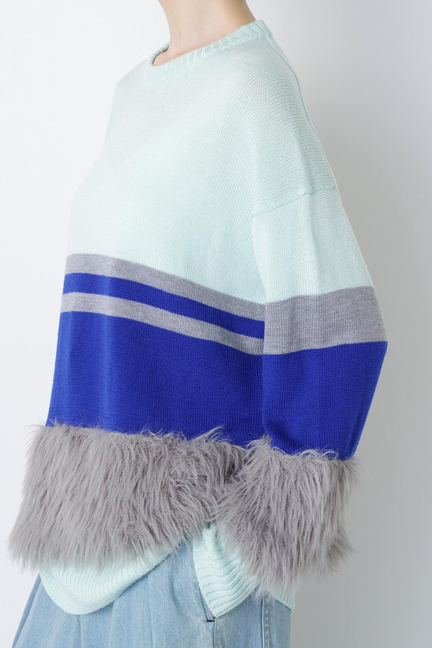 【ヒューエルミュージアム/hueLe Museum】の【STUMBLY】Fluffy Yarn Combi Pullover 人気、トレンドファッション・服の通販 founy(ファニー) 　ファッション　Fashion　レディースファッション　Fashion for Women　トップス・カットソー　Cut & Sew Tops　ニット　Knit Tops & Sweaters　カジュアルプルオーバー・ニットトップス　Pullovers & Knit Tops / Casual Pullovers　ビッグ　Big, Oversized　フレア　Flare, Flared　other-7|ID: prp329100004908486 ipo3291000000036765858