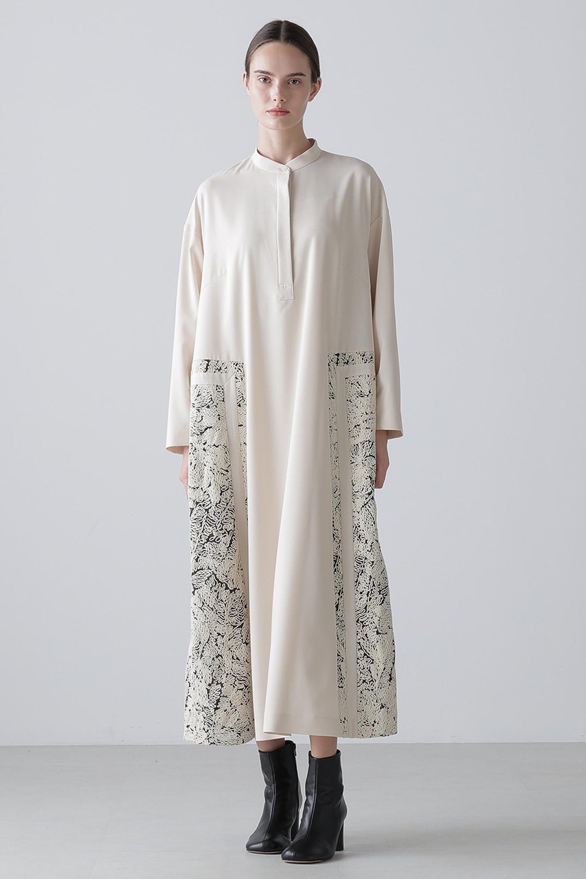 【アドーア/ADORE】のコードエンブロイダリーワンピース 人気、トレンドファッション・服の通販 founy(ファニー) 　ファッション　Fashion　レディースファッション　Fashion for Women　ワンピース　Dresses　チュニック　Tunic Tops & Dresses　なめらか　Smooth, Silky Texture　チュニック　Tunic, Long Top　ドレープ　Drape, Draping Fabric　モチーフ　Motif, Design Theme　レース　Lace, Lace Fabric　ロング　Long, Long-Length　other-2|ID: prp329100004908536 ipo3291000000036766452