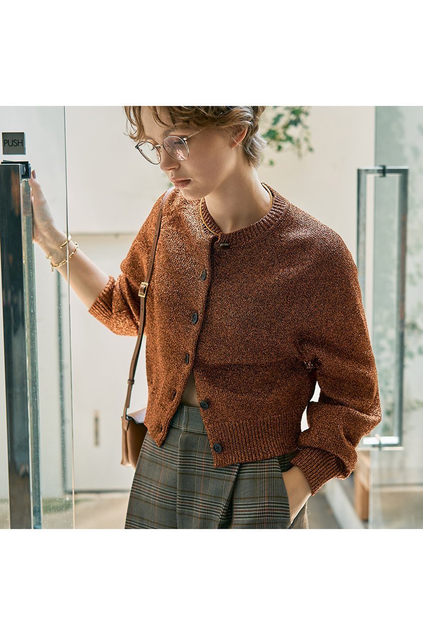 【デザイン ワークス/DESIGN WORKS】のラメクルーネックカーディガン 人気、トレンドファッション・服の通販 founy(ファニー) 　ファッション　Fashion　レディースファッション　Fashion for Women　トップス・カットソー　Cut & Sew Tops　ニット　Knit Tops & Sweaters　カーディガン・羽織り　Layered Style Cardigans　おすすめ　Recommended / Our Picks　アクセサリー　Fashion Accessories　オケージョン　Occasion Wear　カーディガン　Cardigan, Knitwear　コンパクト　Compact, Small Size　デニム　Denim, Jeans Material　エレガント 上品　Elegant　other-8|ID: prp329100004908547 ipo3291000000036766608