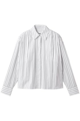 【ジル サンダー/JIL SANDER】のライトウェイト ストライプ コットン シャツ 人気、トレンドファッション・服の通販 founy(ファニー) ファッション Fashion レディースファッション Fashion for Women トップス・カットソー Cut & Sew Tops シャツ・ブラウス・オフィスカジュアル Elegant Blouses & Button-Ups ギャザー Gathered, Ruffled ストライプ Stripe, Striped Pattern スリーブ Sleeve, Long Sleeve / Short Sleeve ロング Long, Long-Length |ID:prp329100004908597