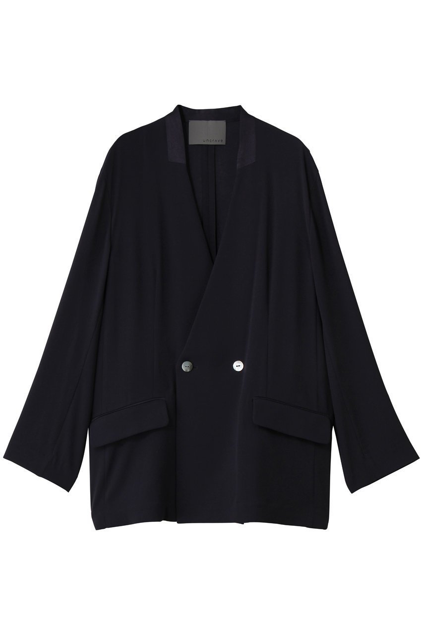 【アンクレイヴ/uncrave】のバックサテンジョーゼット ノーカラージャケット インテリア・キッズ・メンズ・レディースファッション・服の通販 founy(ファニー) ファッション Fashion レディースファッション Fashion for Women アウター Coat / Outerwear Collection レディースジャケット・軽アウター Jackets ノーカラージャケット / シンプル上品コーデ Collarless Jackets サテン Satin, Glossy Fabric ジャケット Jacket, Outerwear ストレッチ Stretch, Stretchy Fabric ドレープ Drape, Draping Fabric 吸水 Absorbent, Quick-Dry ネイビー|ID: prp329100004908779 ipo3291000000036769722