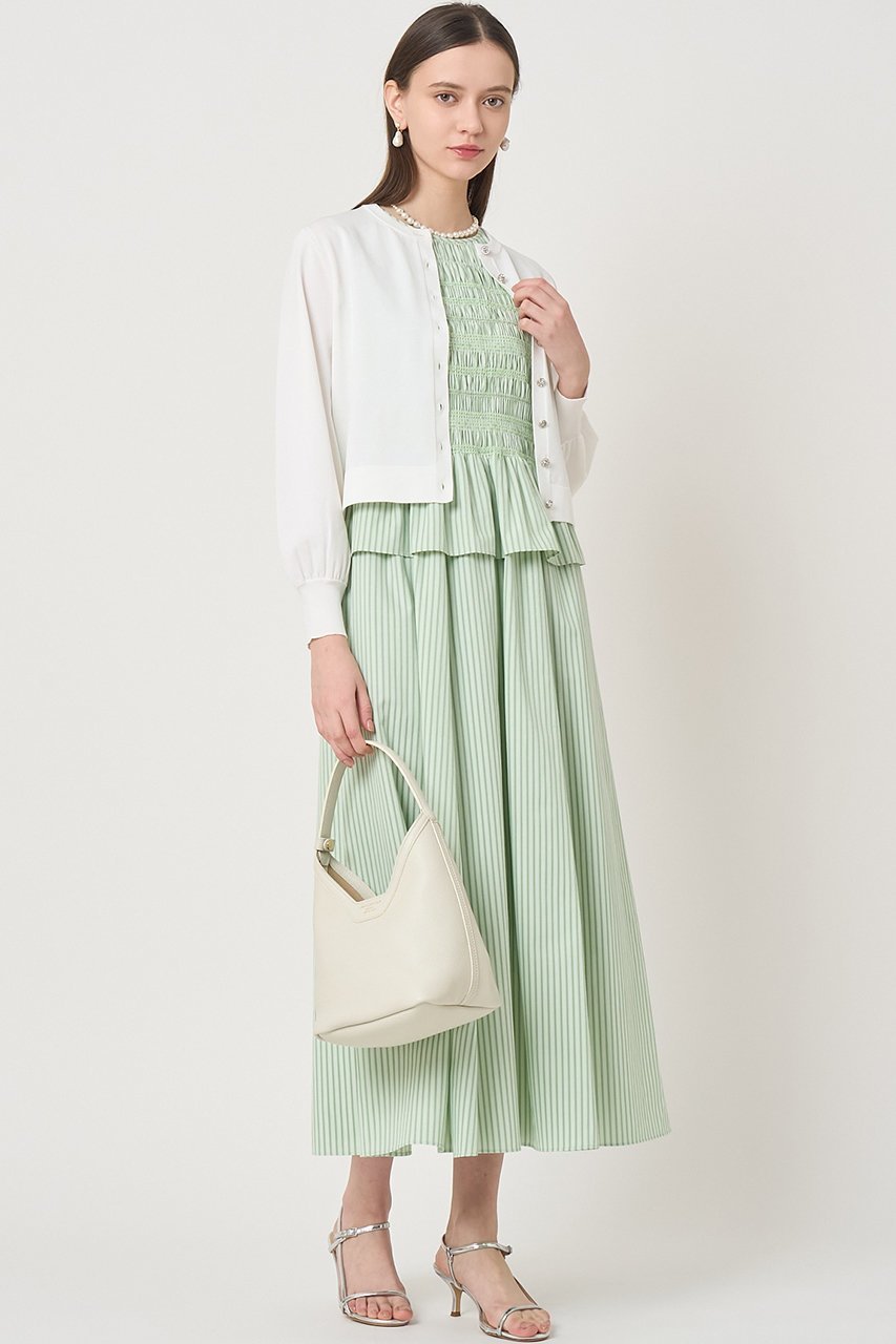 【アナイ/ANAYI】のカラーストライプスモッキング ワンピース 人気、トレンドファッション・服の通販 founy(ファニー) 　ファッション　Fashion　レディースファッション　Fashion for Women　ワンピース　Dresses　チュニック　Tunic Tops & Dresses　エレガント 上品　Elegant　ストライプ　Stripe, Striped Pattern　スモッキング　Smocking, Gathered Stitching　チュニック　Tunic, Long Top　フェミニン　Feminine, Girly　ペプラム　Peplum, Flared Hem　ロング　Long, Long-Length　春　Spring　other-7|ID: prp329100004908789 ipo3291000000036769852