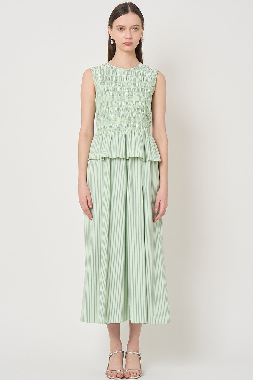 【アナイ/ANAYI】のカラーストライプスモッキング ワンピース 人気、トレンドファッション・服の通販 founy(ファニー) 　ファッション　Fashion　レディースファッション　Fashion for Women　ワンピース　Dresses　チュニック　Tunic Tops & Dresses　エレガント 上品　Elegant　ストライプ　Stripe, Striped Pattern　スモッキング　Smocking, Gathered Stitching　チュニック　Tunic, Long Top　フェミニン　Feminine, Girly　ペプラム　Peplum, Flared Hem　ロング　Long, Long-Length　春　Spring　other-8|ID: prp329100004908789 ipo3291000000036769854