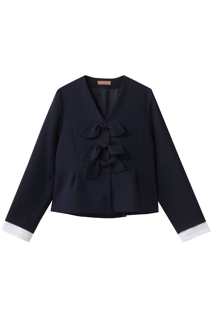 【アミカ/AMICA】のリボンツイルジャケット インテリア・キッズ・メンズ・レディースファッション・服の通販 founy(ファニー) https://founy.com/ ファッション Fashion レディースファッション Fashion for Women アウター Coat / Outerwear Collection レディースジャケット・軽アウター Jackets オケージョン Occasion Wear カフス Cuff Design シンプル Simple, Minimal ジャケット Jacket, Outerwear フロント Front, Front Design ボトム Bottoms, Lower Wear リボン Ribbon, Bow 再入荷 Restock / Back in Stock |ID: prp329100004908875 ipo3291000000036770829