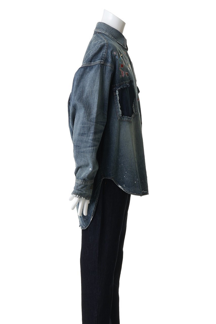 【メゾン ミハラヤスヒロ/Maison MIHARA YASUHIRO / MEN】の【MEN】【Maison MIHARA YASUHIRO】デニム シャツ with STICKER 人気、トレンドファッション・服の通販 founy(ファニー) 　ファッション　Fashion　メンズファッション　Fashion for Men　ジャケット　Jacket, Outerwear　ダメージ　Distressed, Destroyed　デニム　Denim, Jeans Material　ブルゾン　Blouson, Bomber Jacket　other-3|ID: prp329100004908885 ipo3291000000036770942