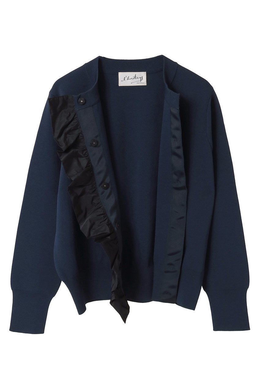 【マルティニーク/martinique】の【l heritage martinique】タフタフリルカーディガン 人気、トレンドファッション・服の通販 founy(ファニー) 　ファッション　Fashion　レディースファッション　Fashion for Women　トップス・カットソー　Cut & Sew Tops　ニット　Knit Tops & Sweaters　カーディガン・羽織り　Layered Style Cardigans　ヴィンテージ　Vintage Style　カーディガン　Cardigan, Knitwear　ジャケット　Jacket, Outerwear　スタンダード　Standard, Basic　タフタ　Taffeta, Structured Fabric　フリル　Frill, Ruffle　ブルゾン　Blouson, Bomber Jacket　おすすめ　Recommended / Our Picks　other-5|ID: prp329100004908910 ipo3291000000036771252