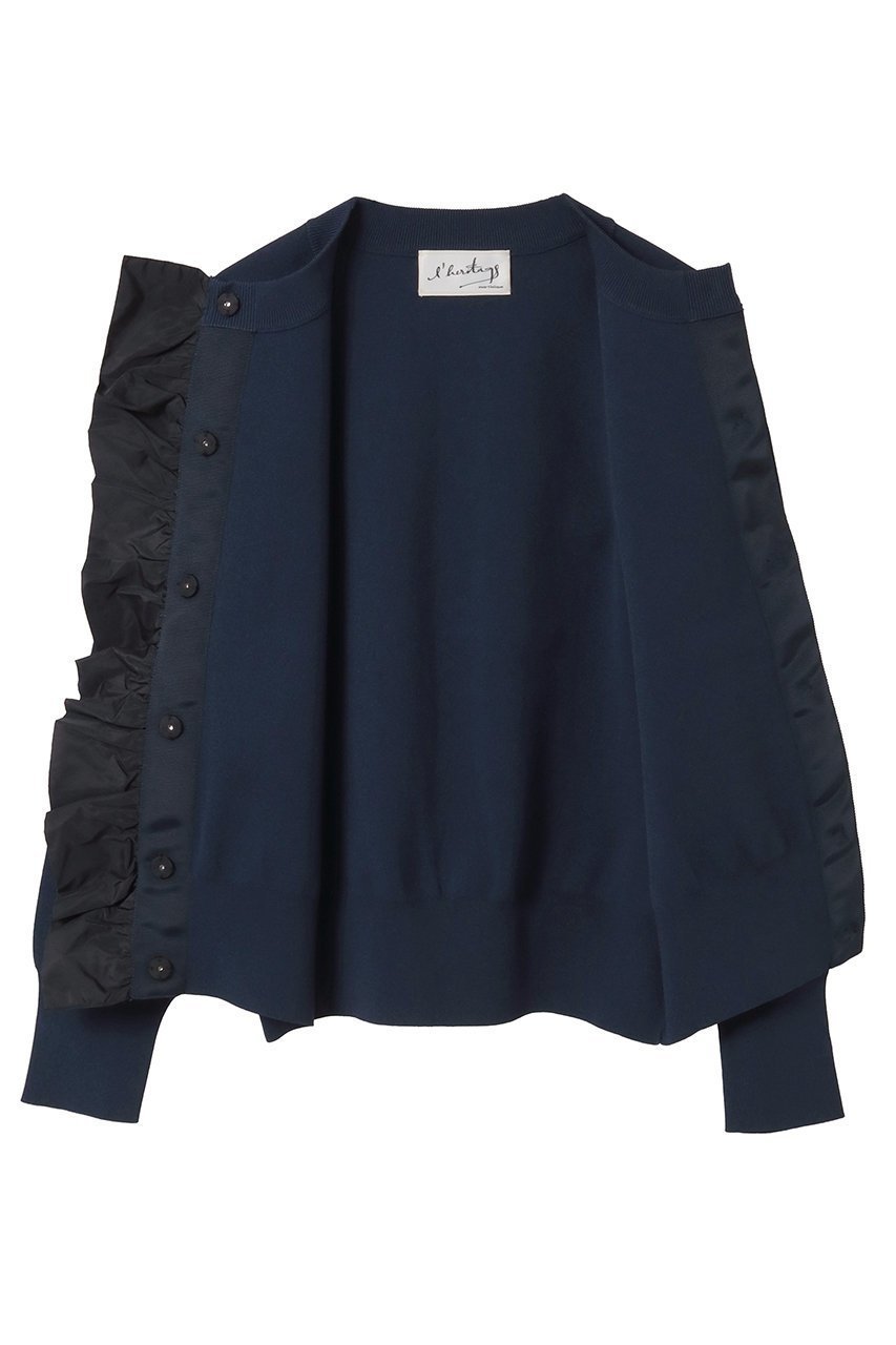 【マルティニーク/martinique】の【l heritage martinique】タフタフリルカーディガン 人気、トレンドファッション・服の通販 founy(ファニー) 　ファッション　Fashion　レディースファッション　Fashion for Women　トップス・カットソー　Cut & Sew Tops　ニット　Knit Tops & Sweaters　カーディガン・羽織り　Layered Style Cardigans　ヴィンテージ　Vintage Style　カーディガン　Cardigan, Knitwear　ジャケット　Jacket, Outerwear　スタンダード　Standard, Basic　タフタ　Taffeta, Structured Fabric　フリル　Frill, Ruffle　ブルゾン　Blouson, Bomber Jacket　おすすめ　Recommended / Our Picks　other-6|ID: prp329100004908910 ipo3291000000036771254