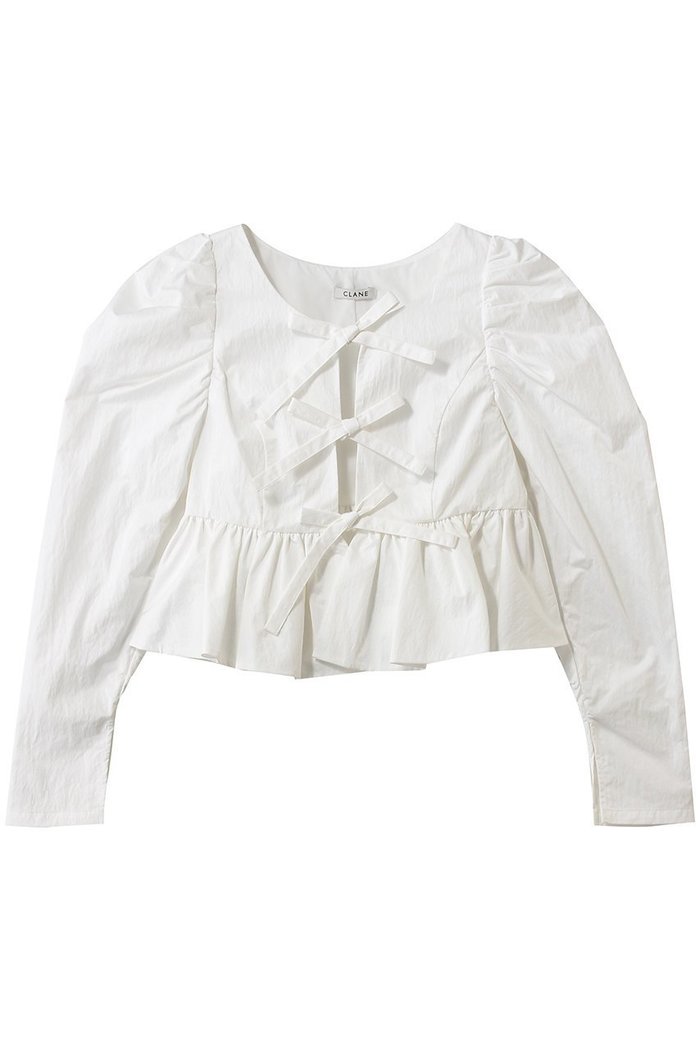 【クラネ/CLANE】のSHORT PEPLUM RIBBON TOPS シャツ/ブラウス インテリア・キッズ・メンズ・レディースファッション・服の通販 founy(ファウニー) https://founy.com/ ファッション Fashion レディースファッション Fashion for Women トップス・カットソー Cut & Sew Tops シャツ・ブラウス・オフィスカジュアル Elegant Blouses & Button-Ups コンパクト Compact, Small Size スリーブ Sleeve, Long Sleeve / Short Sleeve フェミニン Feminine, Girly フロント Front, Front Design プリーツ Pleats, Pleated マニッシュ Mannish, Boyish モダン Modern, Contemporary リボン Ribbon, Bow ロング Long, Long-Length |ID: prp329100004908934 ipo3291000000036771562