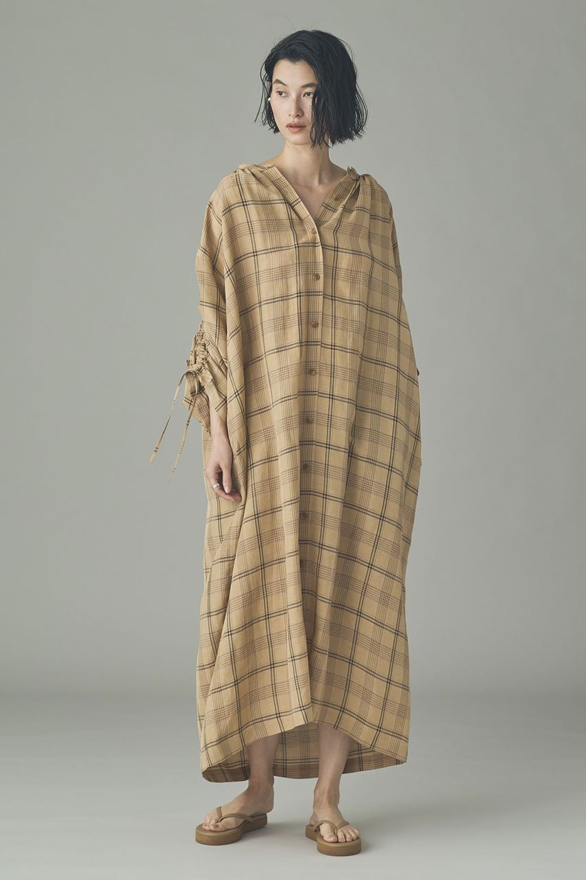 【カレンソロジー/Curensology】の〈C.S.G〉リネンチェックワンピース 人気、トレンドファッション・服の通販 founy(ファニー) 　ファッション　Fashion　レディースファッション　Fashion for Women　ワンピース　Dresses　チュニック　Tunic Tops & Dresses　おすすめ　Recommended / Our Picks　チュニック　Tunic, Long Top　ドローストリング　Drawstring, Pull Cord　フロント　Front, Front Design　リラックス　Relax, Relaxed Fit　ロング　Long, Long-Length　ワイド　Wide, Wide Fit　ワッシャー　Washer, Crinkled Finish　今季　This Season, Current Season　 other-1|ID: prp329100004908951 ipo3291000000036771754