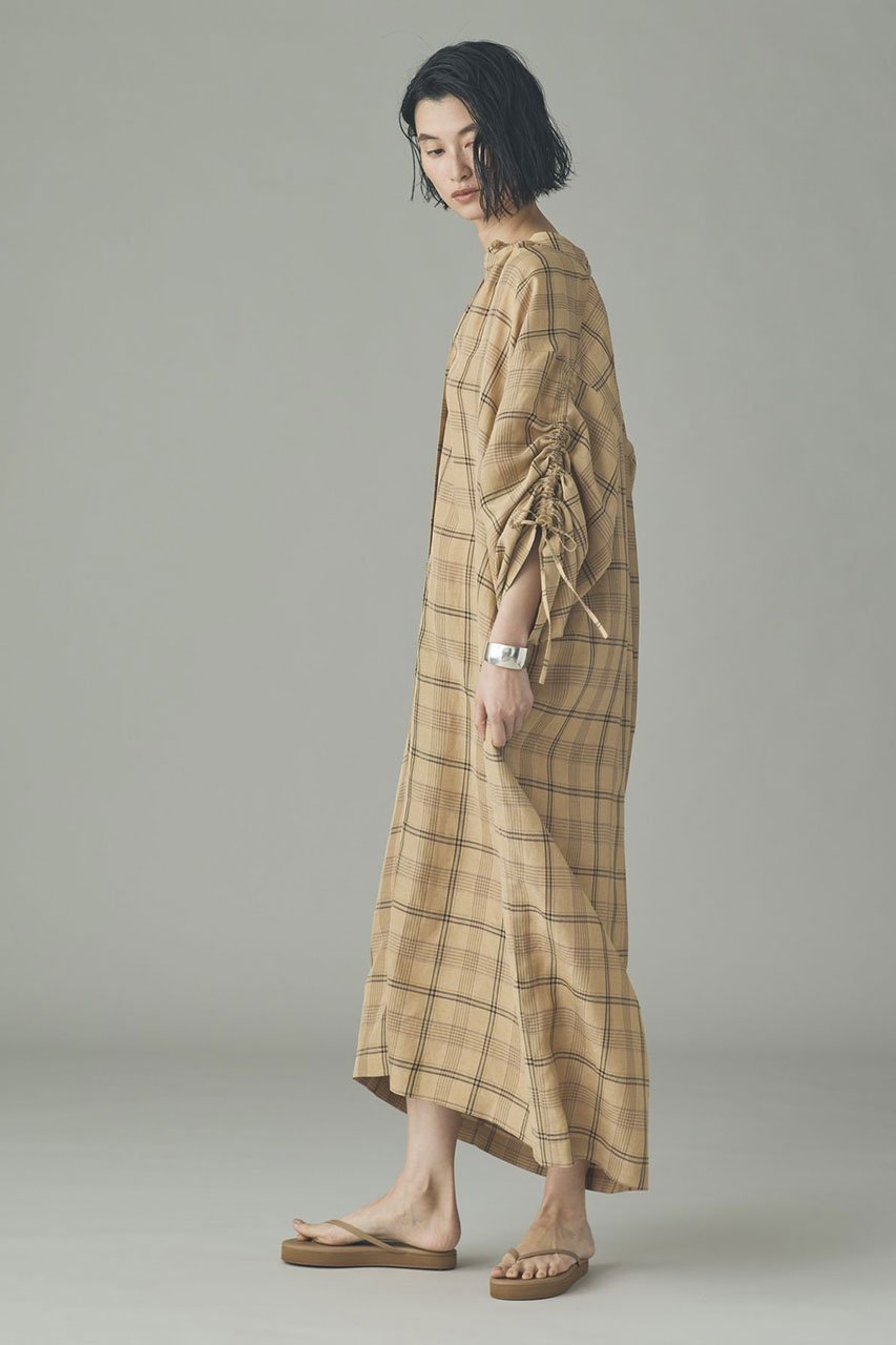 【カレンソロジー/Curensology】の〈C.S.G〉リネンチェックワンピース 人気、トレンドファッション・服の通販 founy(ファニー) 　ファッション　Fashion　レディースファッション　Fashion for Women　ワンピース　Dresses　チュニック　Tunic Tops & Dresses　おすすめ　Recommended / Our Picks　チュニック　Tunic, Long Top　ドローストリング　Drawstring, Pull Cord　フロント　Front, Front Design　リラックス　Relax, Relaxed Fit　ロング　Long, Long-Length　ワイド　Wide, Wide Fit　ワッシャー　Washer, Crinkled Finish　今季　This Season, Current Season　other-3|ID: prp329100004908951 ipo3291000000036771760