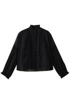 【マリリンムーン/MARILYN MOON】のシアースターチドコットンレースフリルドブラウス ブラック|ID:prp329100004908967