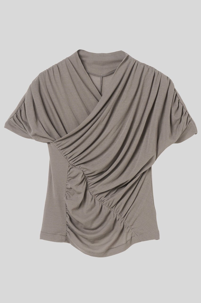 【イロット/IIROT】のskin touch シャーリング トップス インテリア・キッズ・メンズ・レディースファッション・服の通販 founy(ファニー) 　ファッション　Fashion　レディースファッション　Fashion for Women　トップス・カットソー　Cut & Sew Tops　シャツ・ブラウス・オフィスカジュアル　Elegant Blouses & Button-Ups　ロングTシャツ・Tシャツ　Longline T-Shirts & Tees　カットソー・ベーシックTシャツ　Cut-and-Sewn Tops / Stretch Tees & Basics　シアー　Sheer, See-Through　シャーリング　Shirring, Ruched　ショート　Short, Short Length　スリーブ　Sleeve, Long Sleeve / Short Sleeve　エレガント 上品　Elegant　ペールグレー|ID: prp329100004908980 ipo3291000000036772118