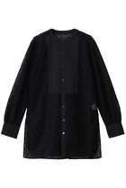 【エリオポール/heliopole】のレースカラーレスシャツ 人気、トレンドファッション・服の通販 founy(ファニー) ファッション Fashion レディースファッション Fashion for Women トップス・カットソー Cut & Sew Tops シャツ・ブラウス・オフィスカジュアル Elegant Blouses & Button-Ups エレガント 上品 Elegant カフス Cuff Design シアー Sheer, See-Through スリット Slit, Slit Detail スリーブ Sleeve, Long Sleeve / Short Sleeve レース Lace, Lace Fabric ロング Long, Long-Length thumbnail ブラック|ID: prp329100004909015 ipo3291000000036772480