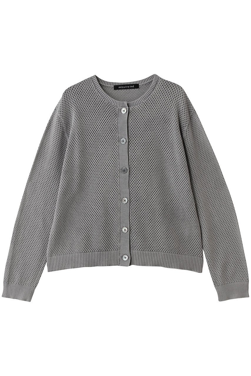 【ミズイロ インド/mizuiro ind】のstone wash mesh crew neck C/D カーディガン インテリア・キッズ・メンズ・レディースファッション・服の通販 founy(ファニー) 　ファッション　Fashion　レディースファッション　Fashion for Women　トップス・カットソー　Cut & Sew Tops　ニット　Knit Tops & Sweaters　カーディガン・羽織り　Layered Style Cardigans　ウォッシュ　Washed Finish　カーディガン　Cardigan, Knitwear　トレンド　Trend, Trending Now　ベーシック　Basic, Essential　gray|ID: prp329100004909040 ipo3291000000036772817