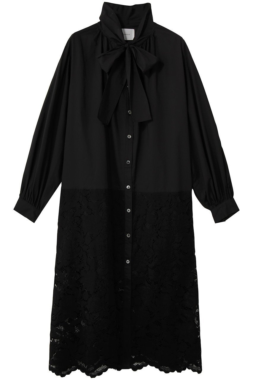 【ミディウミソリッド/MIDIUMISOLID】のlace combi shirt OP ワンピース インテリア・キッズ・メンズ・レディースファッション・服の通販 founy(ファニー) 　ファッション　Fashion　レディースファッション　Fashion for Women　ワンピース　Dresses　チュニック　Tunic Tops & Dresses　エレガント 上品　Elegant　ジュエリー　Jewelry, Accessories　ストレート　Straight, Straight Cut　チュニック　Tunic, Long Top　フラワー　Flower, Floral　モチーフ　Motif, Design Theme　リボン　Ribbon, Bow　レース　Lace, Lace Fabric　ロング　Long, Long-Length　black|ID: prp329100004909131 ipo3291000000036773670