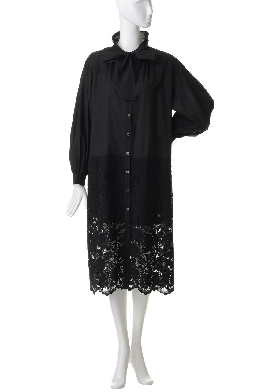【ミディウミソリッド/MIDIUMISOLID】のlace combi shirt OP ワンピース 人気、トレンドファッション・服の通販 founy(ファニー) 　ファッション　Fashion　レディースファッション　Fashion for Women　ワンピース　Dresses　チュニック　Tunic Tops & Dresses　エレガント 上品　Elegant　ジュエリー　Jewelry, Accessories　ストレート　Straight, Straight Cut　チュニック　Tunic, Long Top　フラワー　Flower, Floral　モチーフ　Motif, Design Theme　リボン　Ribbon, Bow　レース　Lace, Lace Fabric　ロング　Long, Long-Length　other-2|ID: prp329100004909131 ipo3291000000036773672