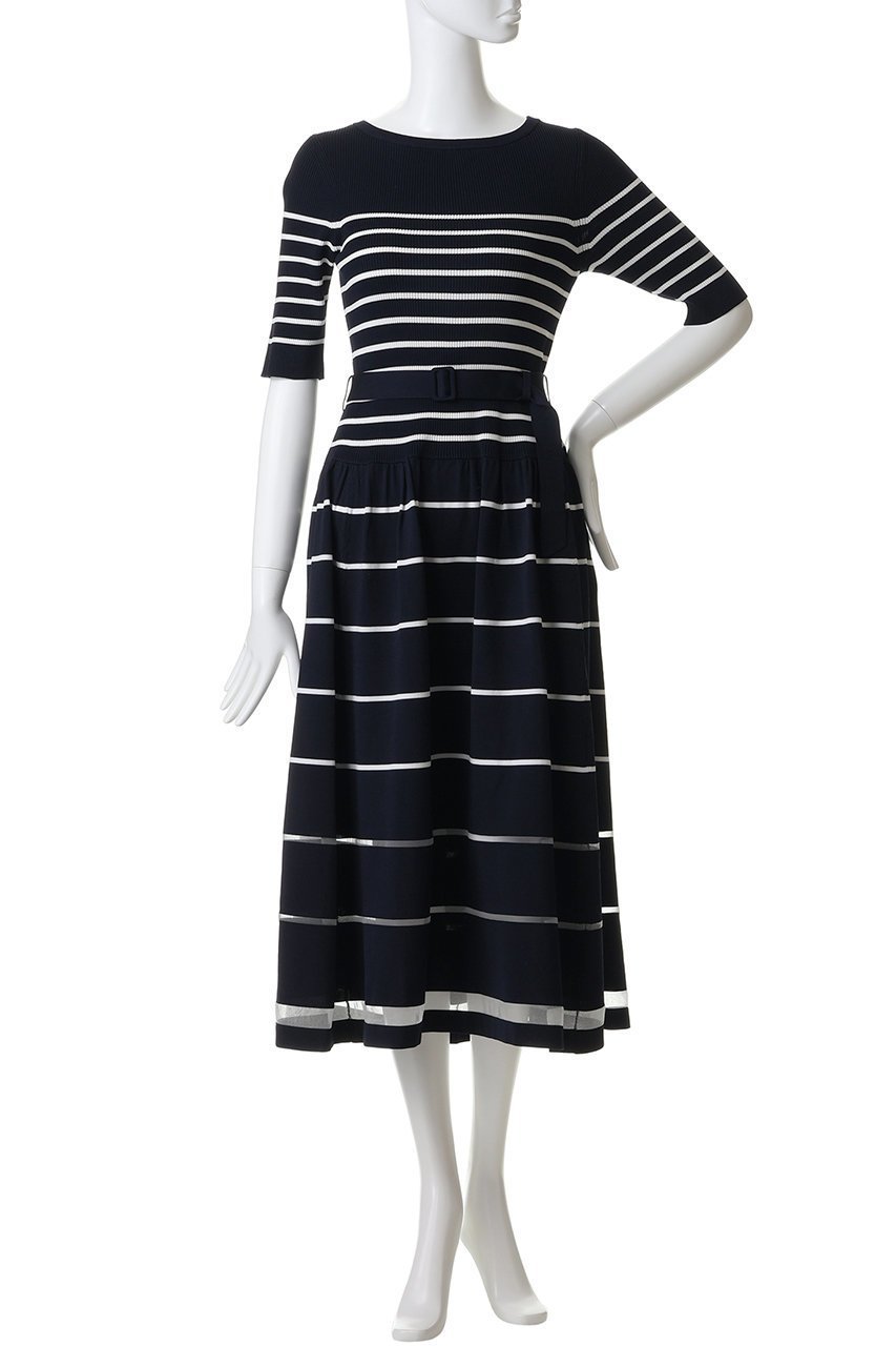 【アナイ/ANAYI】のシアーラインボーダーベルト付ワンピース 人気、トレンドファッション・服の通販 founy(ファニー) 　ファッション　Fashion　レディースファッション　Fashion for Women　ワンピース　Dresses　チュニック　Tunic Tops & Dresses　ベルト&ウエストマーク　Belts & Waist Accessories　エレガント 上品　Elegant　コンパクト　Compact, Small Size　シューズ　Shoes, Footwear　チュニック　Tunic, Long Top　フィット　Fit, Slim Fit　フレア　Flare, Flared　ボーダー　Border, Stripe　ロング　Long, Long-Length　other-2|ID: prp329100004909132 ipo3291000000036773688