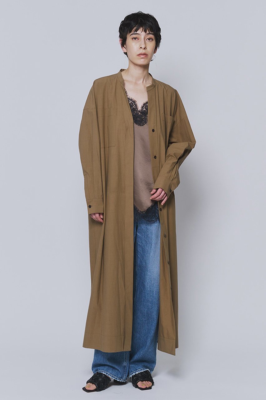 【プルミエ アロンディスモン/1er Arrondissement】のタイプライターバンドカラースキッパーワンピース 人気、トレンドファッション・服の通販 founy(ファニー) 　ファッション　Fashion　レディースファッション　Fashion for Women　ワンピース　Dresses　チュニック　Tunic Tops & Dresses　おすすめ　Recommended / Our Picks　タイプライター　Typewriter Fabric, Crisp Cotton　タンブラー　Tumbler, Travel Mug　チュニック　Tunic, Long Top　バランス　Balance, Style Balance　パッチ　Patch, Appliqué　ポケット　Pocket, Pocket Detail　ロング　Long, Long-Length　新作・新入荷　New Arrivals / New In　羽織　Haori, Light Jacket　 other-1|ID: prp329100004909133 ipo3291000000036773696