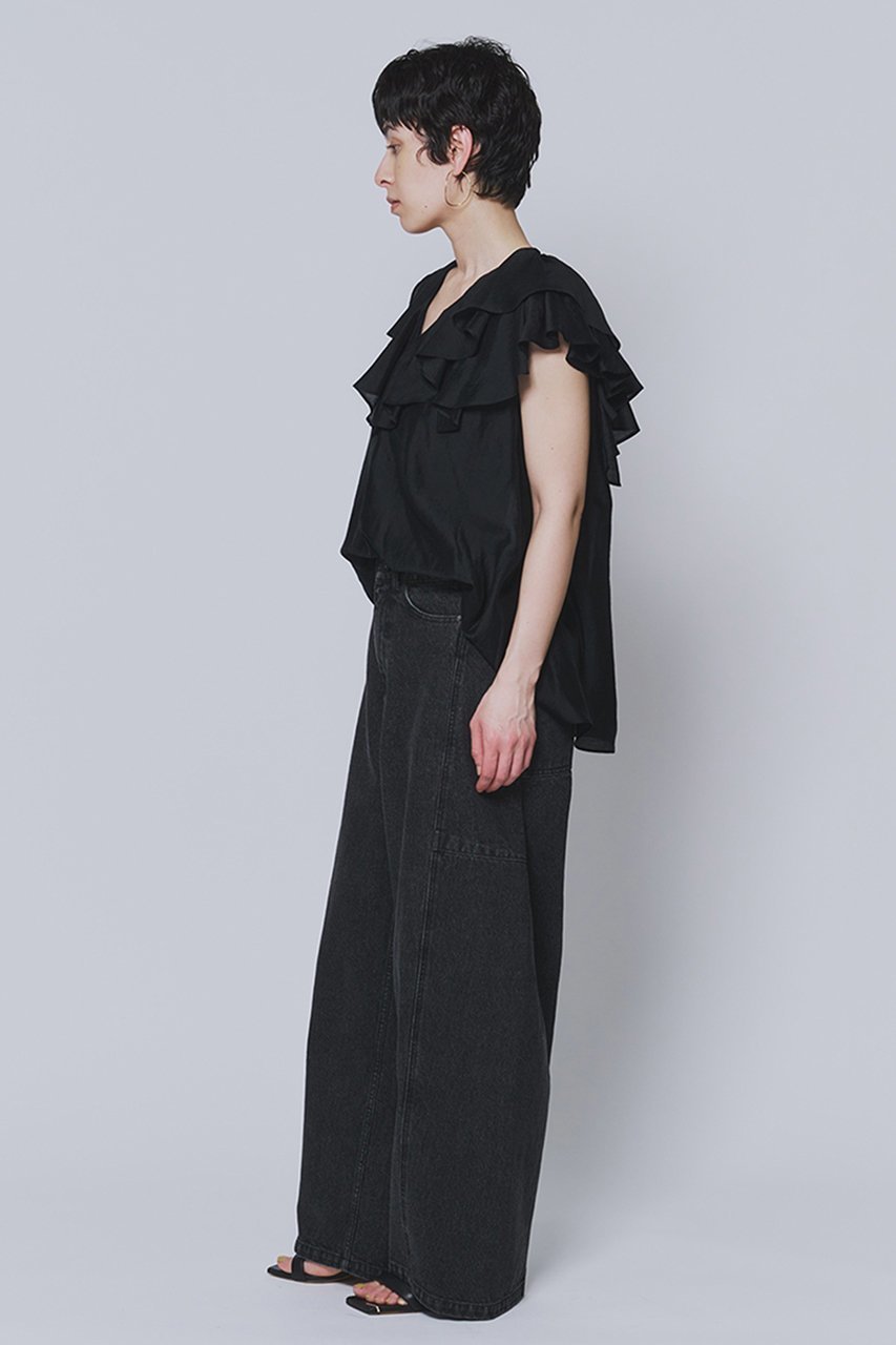 【プルミエ アロンディスモン/1er Arrondissement】のシアーテンセルフリルブラウス 人気、トレンドファッション・服の通販 founy(ファニー) 　ファッション　Fashion　レディースファッション　Fashion for Women　トップス・カットソー　Cut & Sew Tops　シャツ・ブラウス・オフィスカジュアル　Elegant Blouses & Button-Ups　ショート　Short, Short Length　シンプル　Simple, Minimal　スラックス　Slacks, Dress Pants　スリーブ　Sleeve, Long Sleeve / Short Sleeve　エレガント 上品　Elegant　新作・新入荷　New Arrivals / New In　other-6|ID: prp329100004909141 ipo3291000000036773822