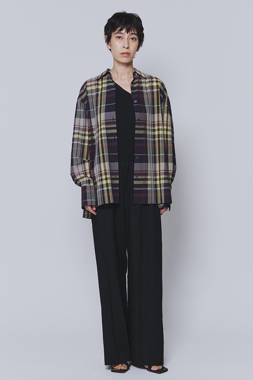 【プルミエ アロンディスモン/1er Arrondissement】のシアーチェックシャツ 人気、トレンドファッション・服の通販 founy(ファニー) 　ファッション　Fashion　レディースファッション　Fashion for Women　トップス・カットソー　Cut & Sew Tops　シャツ・ブラウス・オフィスカジュアル　Elegant Blouses & Button-Ups　スリーブ　Sleeve, Long Sleeve / Short Sleeve　ロング　Long, Long-Length　エレガント 上品　Elegant　羽織　Haori, Light Jacket　other-3|ID: prp329100004909142 ipo3291000000036773830