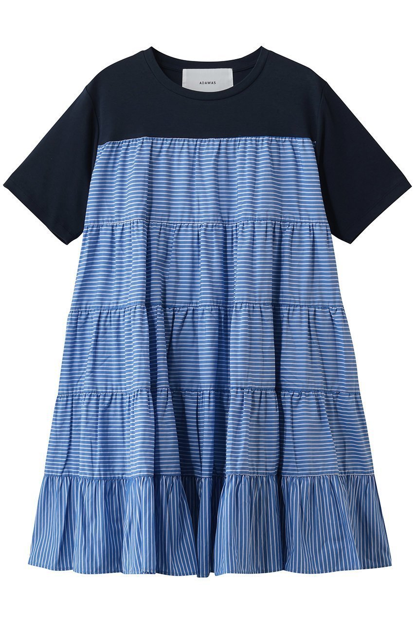 【アダワス/ADAWAS】のティアード ストライプ チュニック インテリア・キッズ・メンズ・レディースファッション・服の通販 founy(ファニー) 　ファッション　Fashion　レディースファッション　Fashion for Women　ワンピース　Dresses　チュニック　Tunic Tops & Dresses　エアリー　Airy Texture　カットソー　Cut and Sewn Top　ストライプ　Stripe, Striped Pattern　チュニック　Tunic, Long Top　ティアード　Tiered, Tiered Style　ドッキング　Docking, Mixed Material　フェミニン　Feminine, Girly　ネイビー|ID: prp329100004909256 ipo3291000000036774870