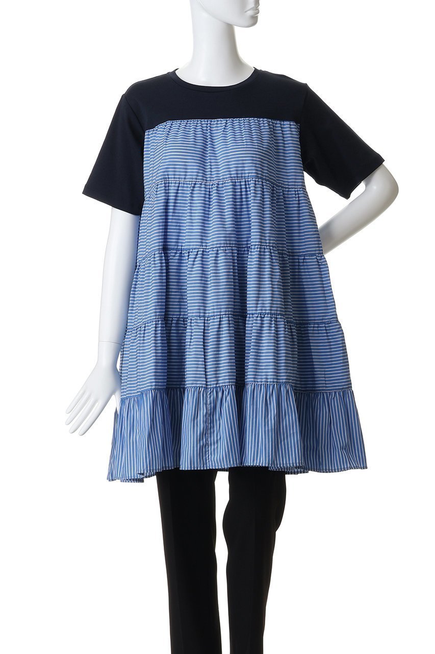 【アダワス/ADAWAS】のティアード ストライプ チュニック 人気、トレンドファッション・服の通販 founy(ファニー) 　ファッション　Fashion　レディースファッション　Fashion for Women　ワンピース　Dresses　チュニック　Tunic Tops & Dresses　エアリー　Airy Texture　カットソー　Cut and Sewn Top　ストライプ　Stripe, Striped Pattern　チュニック　Tunic, Long Top　ティアード　Tiered, Tiered Style　ドッキング　Docking, Mixed Material　フェミニン　Feminine, Girly　other-2|ID: prp329100004909256 ipo3291000000036774872
