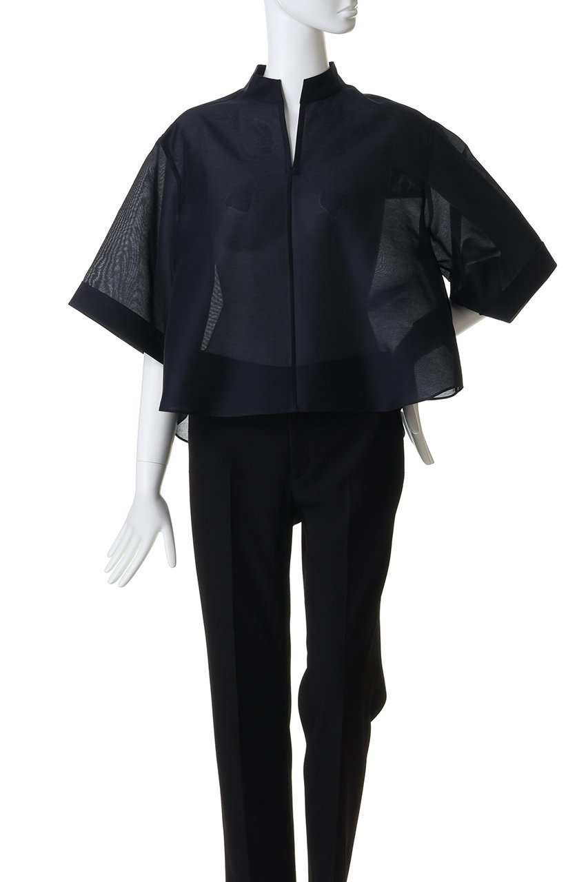 【エムフィル/M Fil】のオーガンジー クロップドブラウス 人気、トレンドファッション・服の通販 founy(ファニー) 　ファッション　Fashion　レディースファッション　Fashion for Women　トップス・カットソー　Cut & Sew Tops　シャツ・ブラウス・オフィスカジュアル　Elegant Blouses & Button-Ups　オーガンジー　Organza Fabric　カフス　Cuff Design　ショート　Short, Short Length　シンプル　Simple, Minimal　スキッパー　Skipper, Open Collar　スリーブ　Sleeve, Long Sleeve / Short Sleeve　other-2|ID: prp329100004909261 ipo3291000000036774907