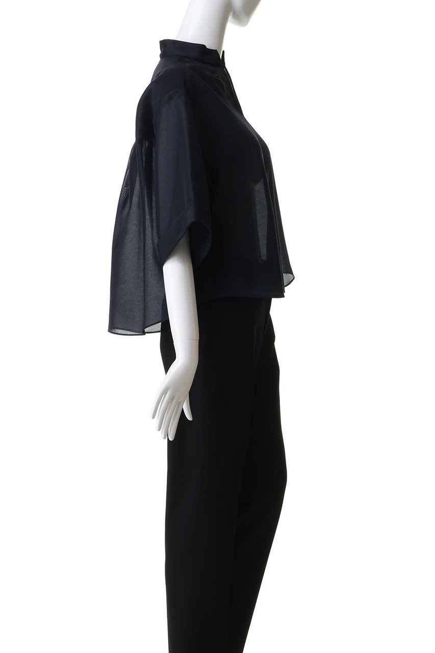 【エムフィル/M Fil】のオーガンジー クロップドブラウス 人気、トレンドファッション・服の通販 founy(ファニー) 　ファッション　Fashion　レディースファッション　Fashion for Women　トップス・カットソー　Cut & Sew Tops　シャツ・ブラウス・オフィスカジュアル　Elegant Blouses & Button-Ups　オーガンジー　Organza Fabric　カフス　Cuff Design　ショート　Short, Short Length　シンプル　Simple, Minimal　スキッパー　Skipper, Open Collar　スリーブ　Sleeve, Long Sleeve / Short Sleeve　other-3|ID: prp329100004909261 ipo3291000000036774909