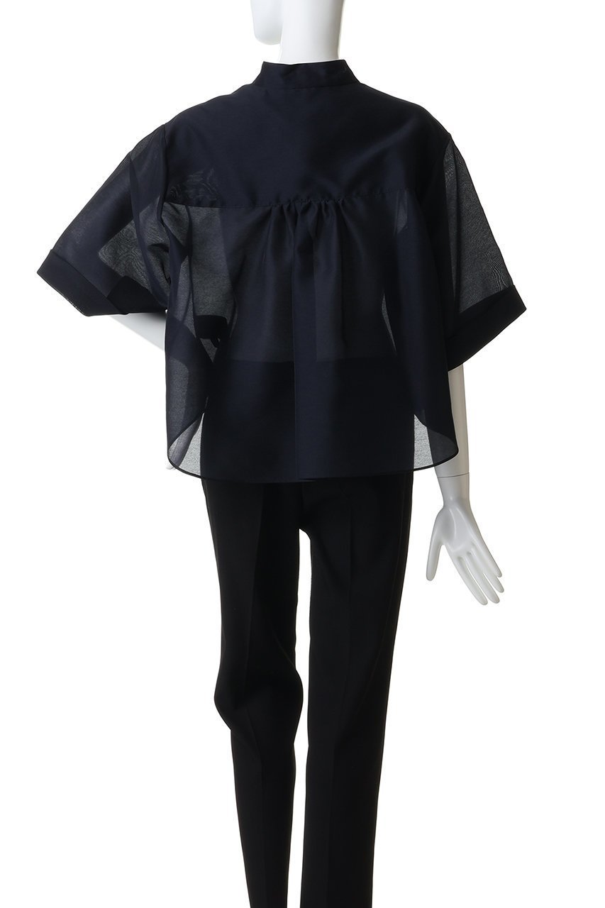 【エムフィル/M Fil】のオーガンジー クロップドブラウス 人気、トレンドファッション・服の通販 founy(ファニー) 　ファッション　Fashion　レディースファッション　Fashion for Women　トップス・カットソー　Cut & Sew Tops　シャツ・ブラウス・オフィスカジュアル　Elegant Blouses & Button-Ups　オーガンジー　Organza Fabric　カフス　Cuff Design　ショート　Short, Short Length　シンプル　Simple, Minimal　スキッパー　Skipper, Open Collar　スリーブ　Sleeve, Long Sleeve / Short Sleeve　other-4|ID: prp329100004909261 ipo3291000000036774911