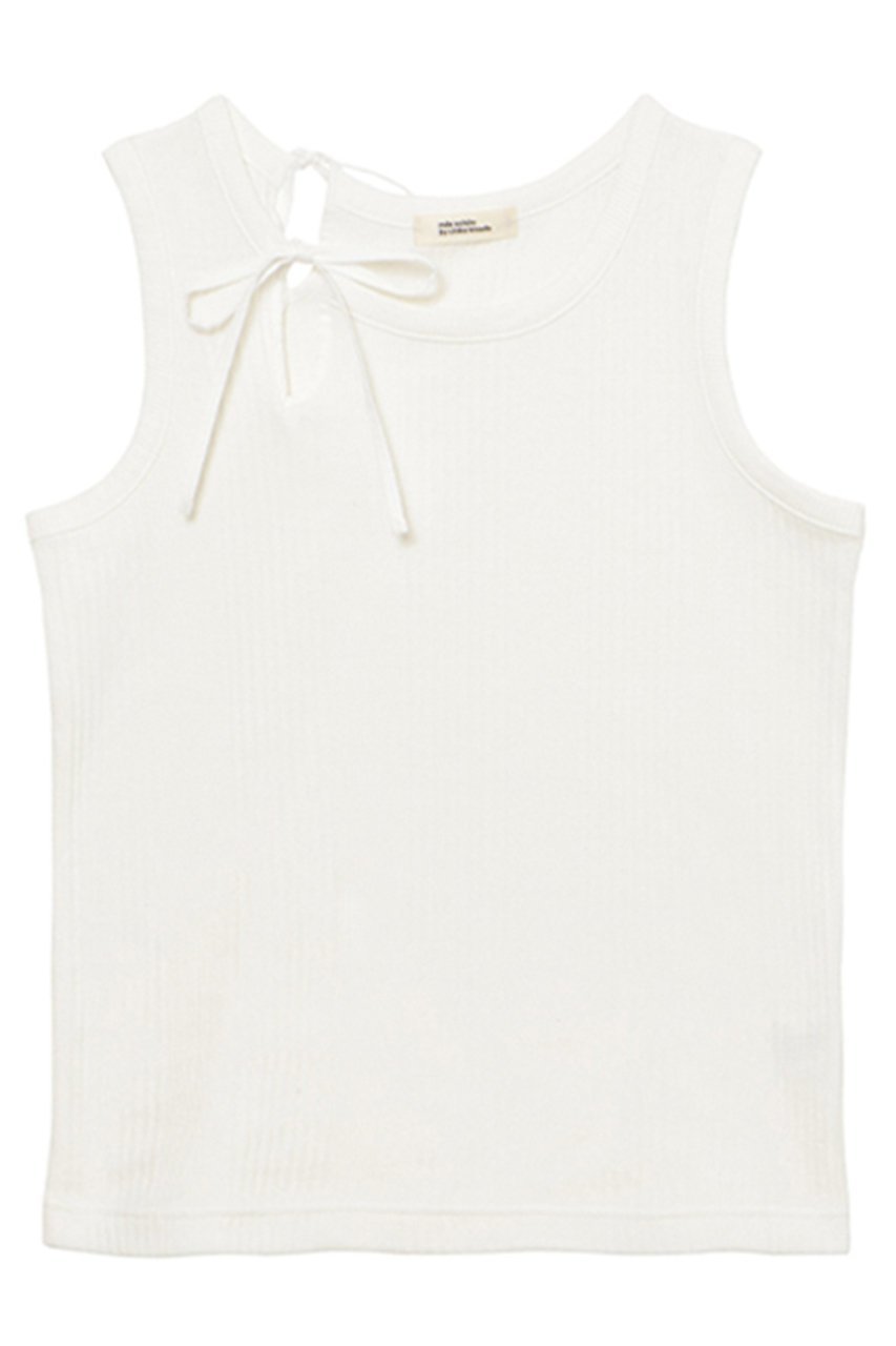 【ミラ ショーン バイ チカ キサダ/mila schon by chika kisada】のスリットリボンタンクトップ 人気、トレンドファッション・服の通販 founy(ファニー) 　ファッション　Fashion　レディースファッション　Fashion for Women　トップス・カットソー　Cut & Sew Tops　キャミソール&ノースリーブ　Camisoles & Sleeveless Tops　シャツ・ブラウス・オフィスカジュアル　Elegant Blouses & Button-Ups　ロングTシャツ・Tシャツ　Longline T-Shirts & Tees　カットソー・ベーシックTシャツ　Cut-and-Sewn Tops / Stretch Tees & Basics　インナー　Innerwear　キャミソール　Camisole, Spaghetti Strap Top　シンプル　Simple, Minimal　スリット　Slit, Slit Detail　タンク　Tank Top, Sleeveless Top　ボーダー　Border, Stripe　リボン　Ribbon, Bow　無地　Plain, Solid Color　 other-1|ID: prp329100004909355 ipo3291000000036775777