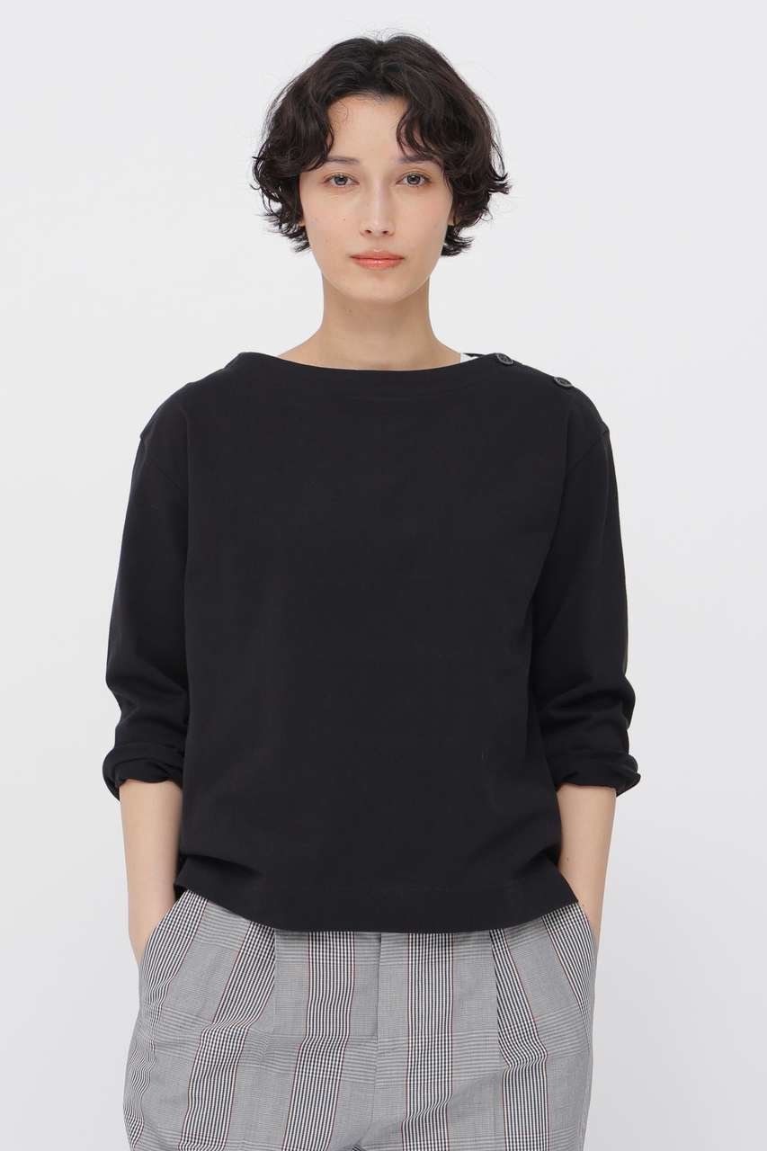 【マーガレットハウエル/MARGARET HOWELL】のTOUGH COTTON JERSEY TOP インテリア・キッズ・メンズ・レディースファッション・服の通販 founy(ファニー) 　ファッション　Fashion　レディースファッション　Fashion for Women　トップス・カットソー　Cut & Sew Tops　シャツ・ブラウス・オフィスカジュアル　Elegant Blouses & Button-Ups　ロングTシャツ・Tシャツ　Longline T-Shirts & Tees　カットソー・ベーシックTシャツ　Cut-and-Sewn Tops / Stretch Tees & Basics　ショルダー　Shoulder, Shoulder Strap　スリーブ　Sleeve, Long Sleeve / Short Sleeve　バランス　Balance, Style Balance　ロング　Long, Long-Length　ブラック|ID: prp329100004909359 ipo3291000000036775802
