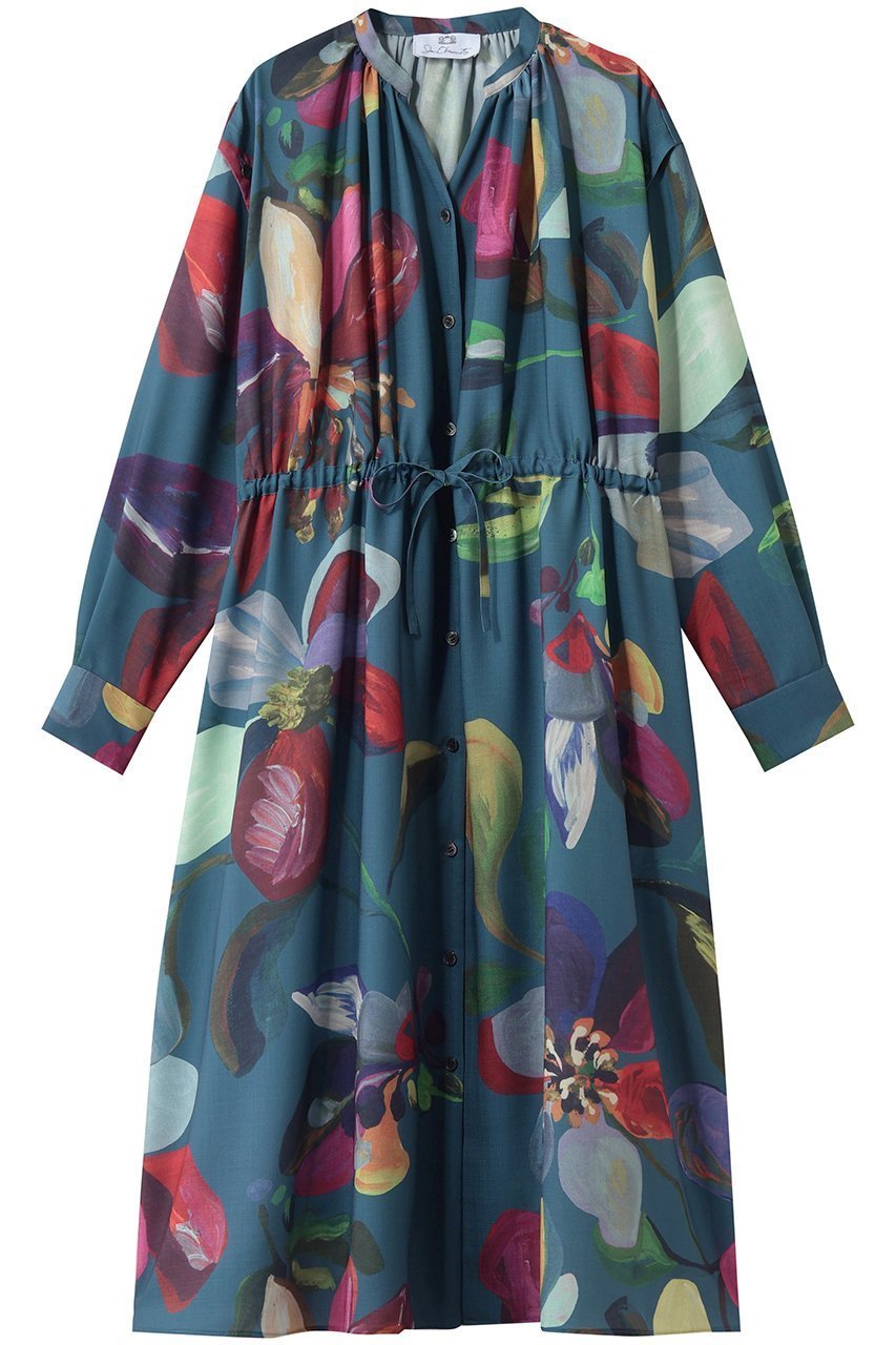 【その他のブランド/Other】のフラワーモチーフプリント ドレス インテリア・キッズ・メンズ・レディースファッション・服の通販 founy(ファニー) 　ファッション　Fashion　レディースファッション　Fashion for Women　ワンピース　Dresses　フォーマル・パーティードレス・結婚式用ドレス　Elegant & Casual Dresses　チュニック　Tunic Tops & Dresses　チュニック　Tunic, Long Top　デニム　Denim, Jeans Material　ドレス　Dress, One-Piece　ノースリーブ　Sleeveless, No-Sleeve　フラワー　Flower, Floral　フロント　Front, Front Design　プリント　Print, Printed Pattern　モチーフ　Motif, Design Theme　ロング　Long, Long-Length　夏　Summer　新作・新入荷　New Arrivals / New In　春　Spring　S/S・春夏　SS, Spring/Summer, Warm Season　グリーン|ID: prp329100004909398 ipo3291000000036776142