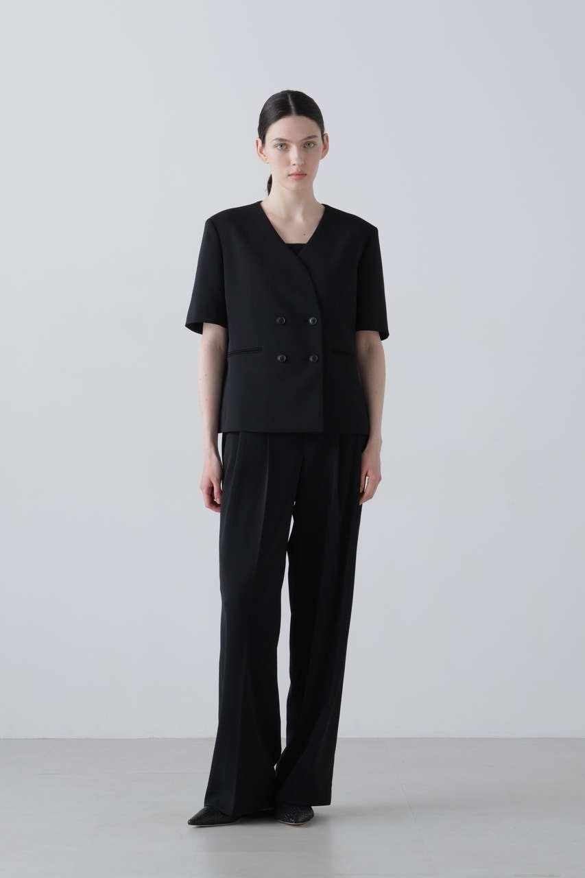 【アドーア/ADORE】のストレッチジョーゼットパンツ インテリア・キッズ・メンズ・レディースファッション・服の通販 founy(ファニー) 　ファッション　Fashion　レディースファッション　Fashion for Women　パンツ　Pants & Trousers　ジャケット　Jacket, Outerwear　ジョーゼット　Georgette, Semi-Sheer Fabric　ストレート　Straight, Straight Cut　セットアップ　Set-Up, Coordinated Outfit　ボトム　Bottoms, Lower Wear　エレガント 上品　Elegant　夏　Summer　新作・新入荷　New Arrivals / New In　春　Spring　S/S・春夏　SS, Spring/Summer, Warm Season　ブラック|ID: prp329100004909417 ipo3291000000036776258