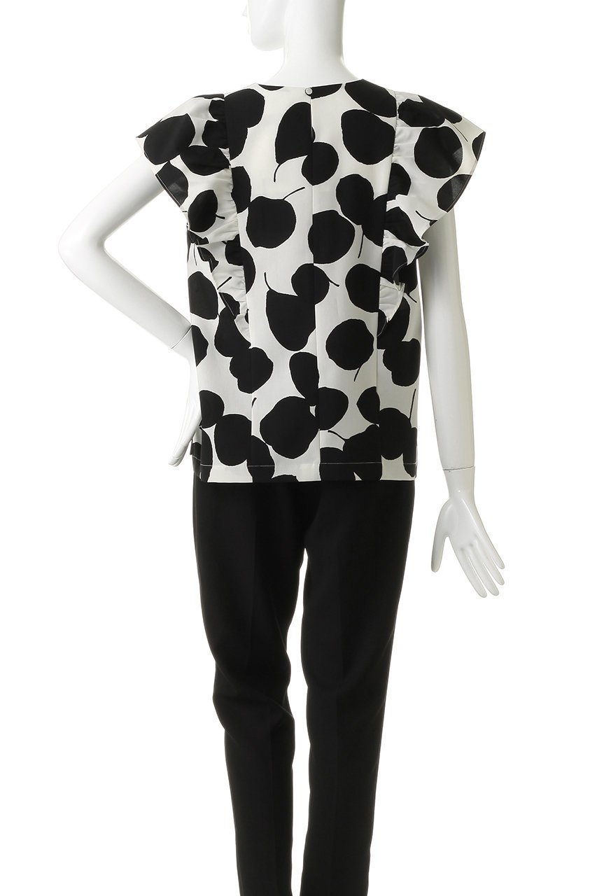 【ティアラ/Tiara】のリーフドットプリントブラウス(セットアップ可) 人気、トレンドファッション・服の通販 founy(ファニー) 　ファッション　Fashion　レディースファッション　Fashion for Women　トップス・カットソー　Cut & Sew Tops　シャツ・ブラウス・オフィスカジュアル　Elegant Blouses & Button-Ups　ショート　Short, Short Length　スリーブ　Sleeve, Long Sleeve / Short Sleeve　セットアップ　Set-Up, Coordinated Outfit　ドット　Polka Dot, Dot Pattern　パーティ　Party, Party Style　フリル　Frill, Ruffle　プリント　Print, Printed Pattern　モチーフ　Motif, Design Theme　モノトーン　Monotone, Black and White　リーフ　Leaf, Botanical Leaf　新作・新入荷　New Arrivals / New In　other-4|ID: prp329100004909463 ipo3291000000036776551