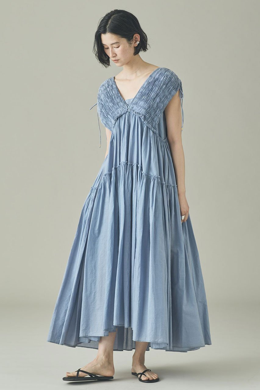 【カレンソロジー/Curensology】のハンドスモッキングワンピース インテリア・キッズ・メンズ・レディースファッション・服の通販 founy(ファニー) 　ファッション　Fashion　レディースファッション　Fashion for Women　ワンピース　Dresses　チュニック　Tunic Tops & Dresses　おすすめ　Recommended / Our Picks　なめらか　Smooth, Silky Texture　インナー　Innerwear　チュニック　Tunic, Long Top　デニム　Denim, Jeans Material　ハンド　Hand, Handmade　リラックス　Relax, Relaxed Fit　ロング　Long, Long-Length　新作・新入荷　New Arrivals / New In　ブルー|ID: prp329100004909484 ipo3291000000036776717